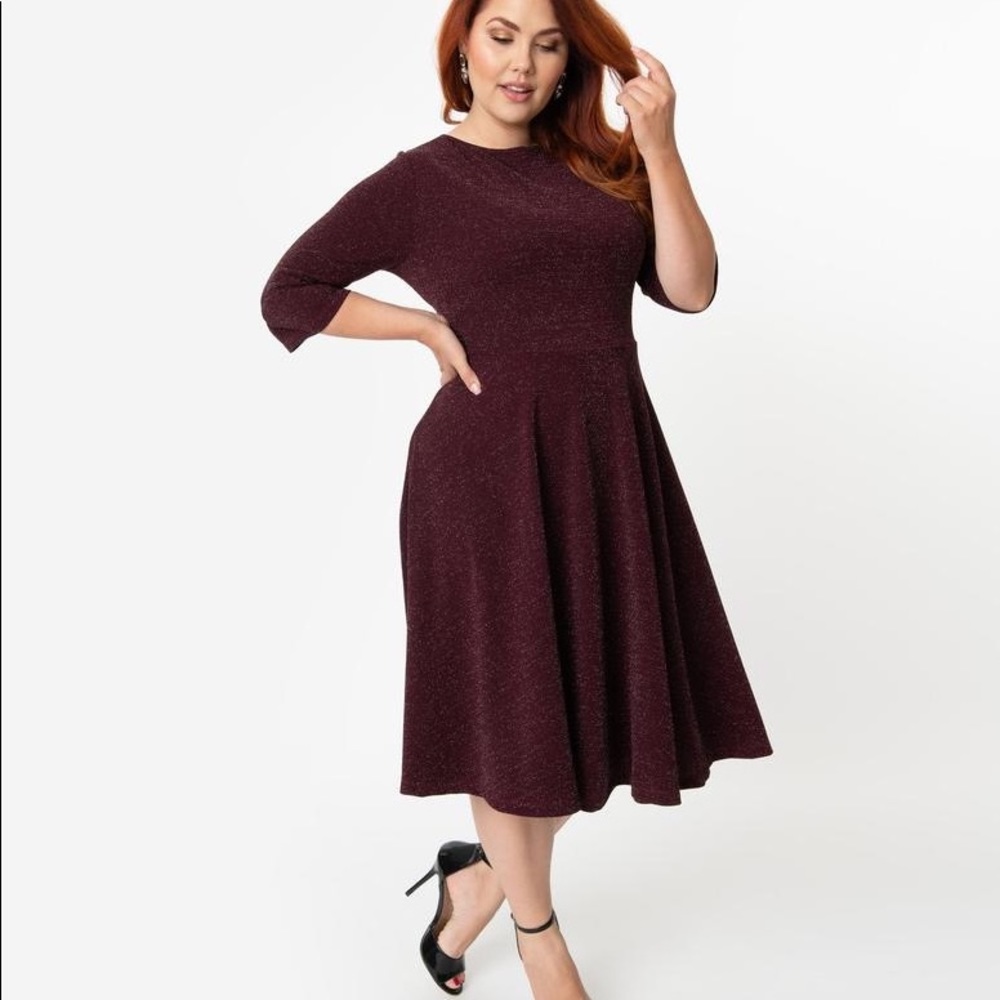 NWT Unique Vintage Burgundy Sparkle Nicole swing
